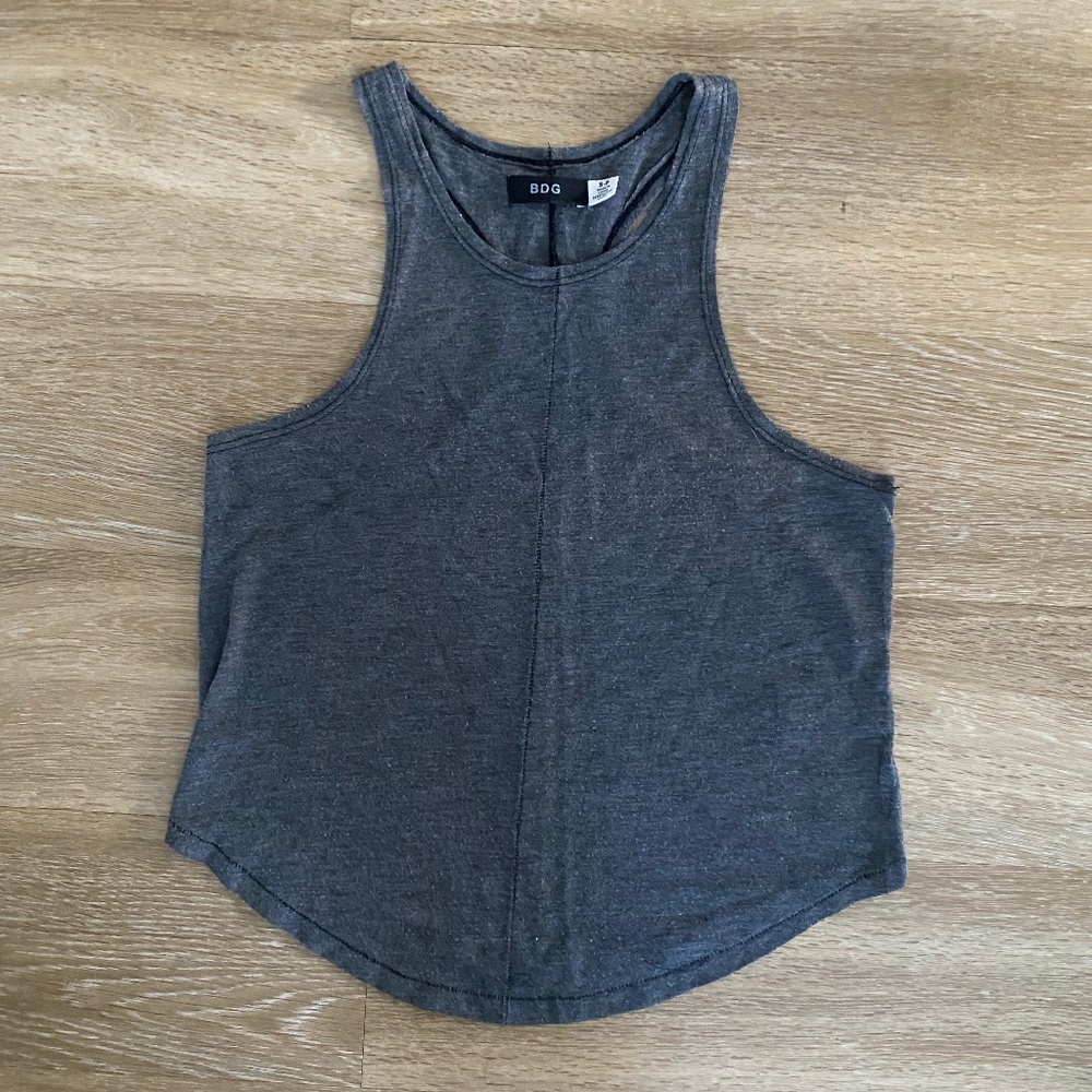 BDG dark grey razor back tank top